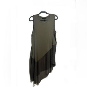 BCBGMaxAzria Olive and Black Asymmetrical Top